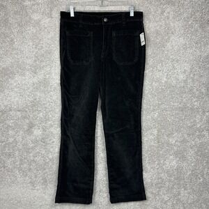 Free People High Time Velvet Kick Flare Pants Black Corduroy Wide Leg Size 10